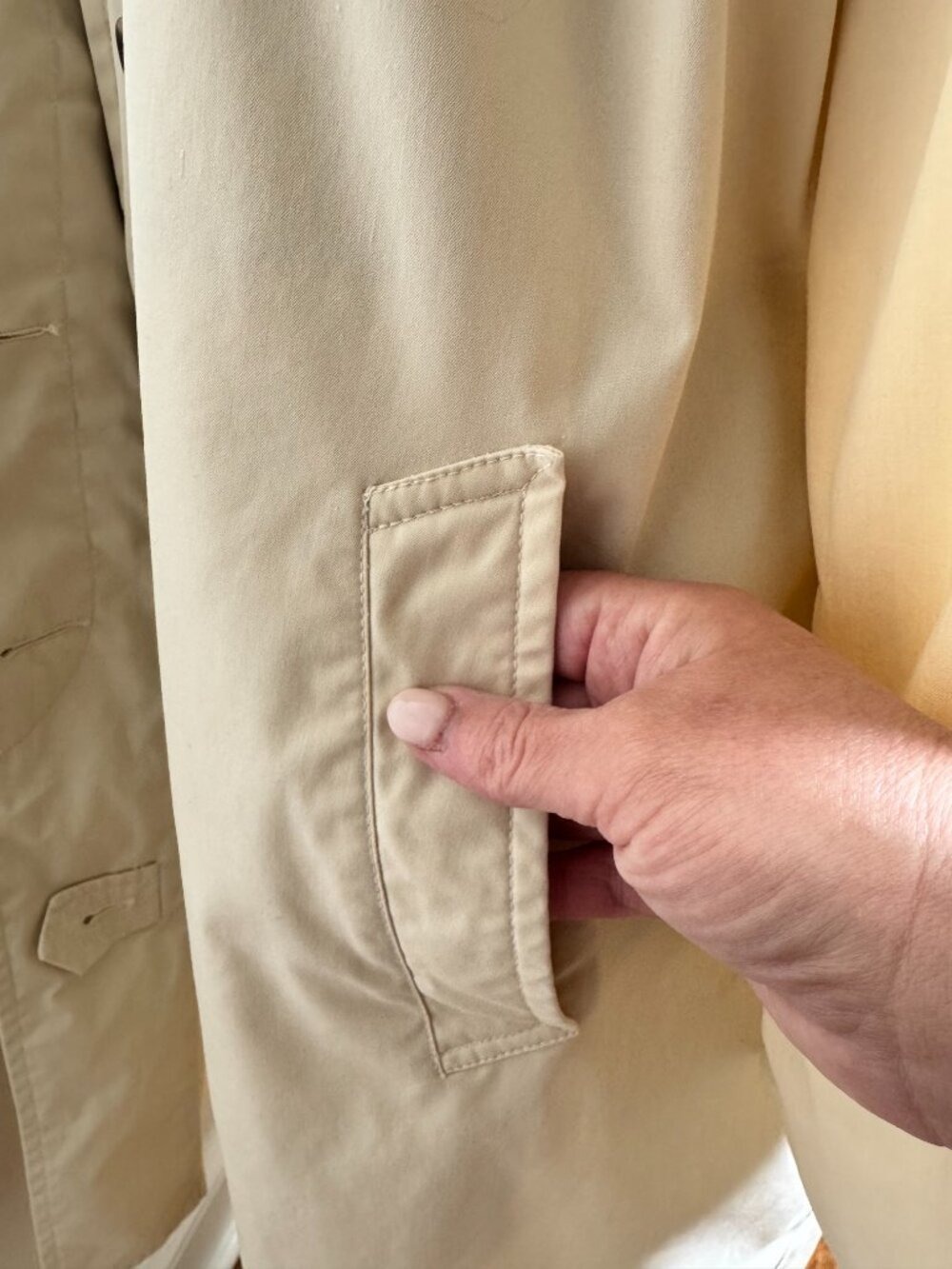 Vintage 60s 70s London Fog Maincoats Rain Coat 14 Petite Ivory Trench - Picture 10 of 14